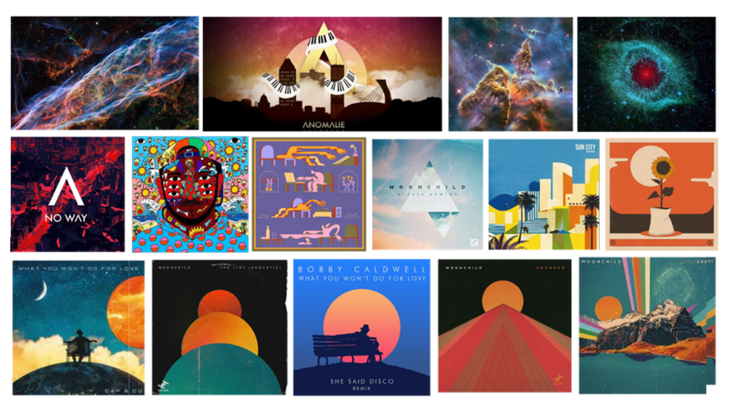 Moodboard composed of album covers